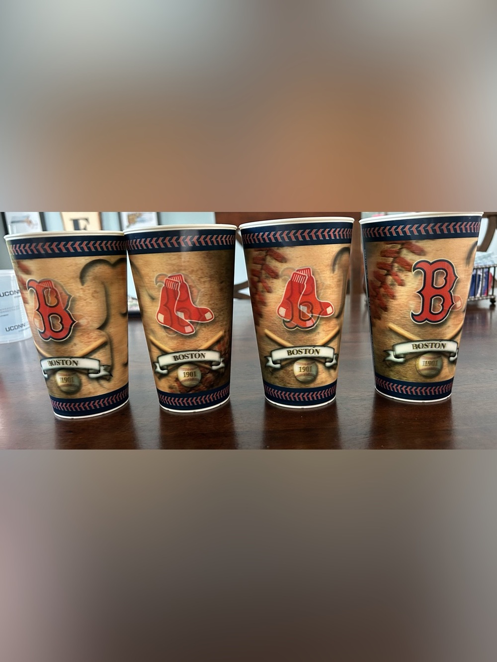 Set of 4 Vintage Boston Red Sox 3D holographic souvenir plastic cups